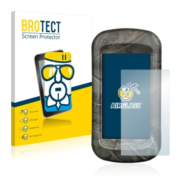Parte frontal de un envase de producto con el logotipo de la marca BROTECT. Al lado se muestra el dispositivo Garmin Montana 6