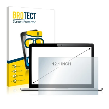 Parte frontal de un envase de producto con el logotipo de la marca BROTECT. Al lado se muestra el dispositivo con su protector