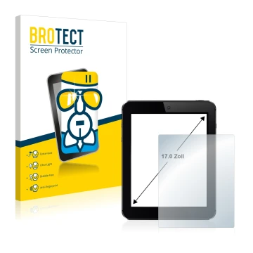Parte frontal de un envase de producto con el logotipo de la marca BROTECT. Al lado se muestra el dispositivo con su protector