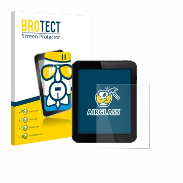 Parte frontal de un envase de producto con el logotipo de la marca BROTECT. Al lado se muestra el dispositivo con su protector