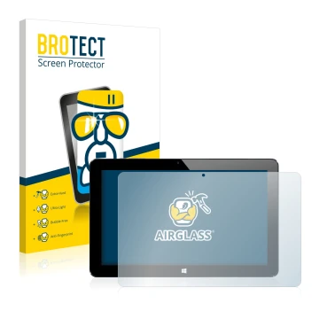 Parte frontal de un envase de producto con el logotipo de la marca BROTECT. Al lado se muestra el dispositivo Cube i7 Stylus c