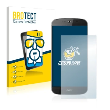 Parte frontal de un envase de producto con el logotipo de la marca BROTECT. Al lado se muestra el dispositivo Acer Liquid Jade