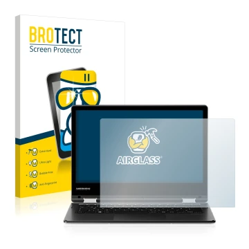 Parte frontal de un envase de producto con el logotipo de la marca BROTECT. Al lado se muestra el dispositivo MEDION Akoya E22