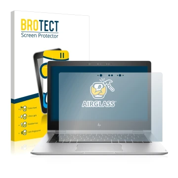 Parte frontal de un envase de producto con el logotipo de la marca BROTECT. Al lado se muestra el dispositivo HP EliteBook x36