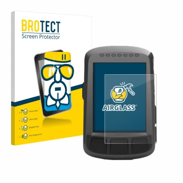 Parte frontal de un envase de producto con el logotipo de la marca BROTECT. Al lado se muestra el dispositivo Wahoo Elemnt Bol