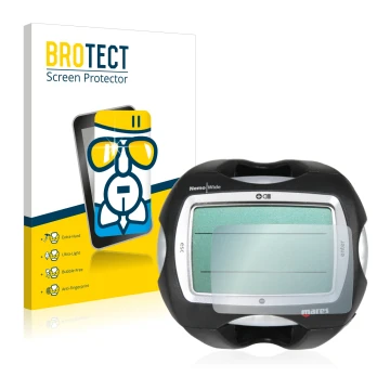 Parte frontal de un envase de producto con el logotipo de la marca BROTECT. Al lado se muestra el dispositivo Mares Nemo Wide 