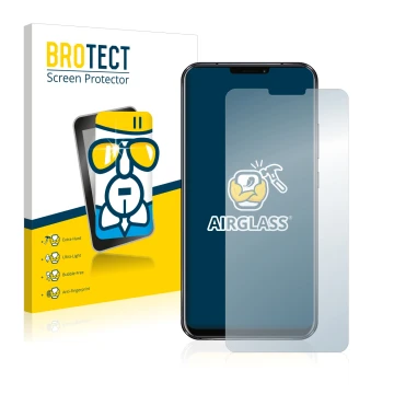 Parte frontal de un envase de producto con el logotipo de la marca BROTECT. Al lado se muestra el dispositivo ASUS ZenFone 5 Z