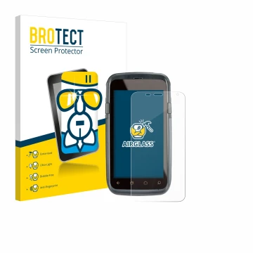 Parte frontal de un envase de producto con el logotipo de la marca BROTECT. Al lado se muestra el dispositivo Honeywell Dolphi