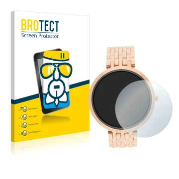 Parte frontal de un envase de producto con el logotipo de la marca BROTECT. Al lado se muestra el dispositivo Xlyne X-Watch Si
