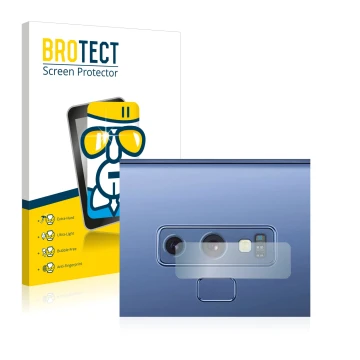 Parte frontal de un envase de producto con el logotipo de la marca BROTECT. Al lado se muestra el dispositivo Samsung Galaxy N