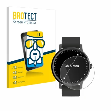Parte frontal de un envase de producto con el logotipo de la marca BROTECT. Al lado se muestra el dispositivo Relojes (Circula