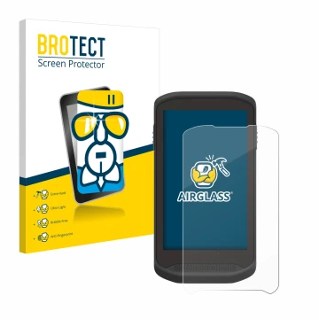 Parte frontal de un envase de producto con el logotipo de la marca BROTECT. Al lado se muestra el dispositivo Zebra TC25 con s