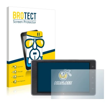 Parte frontal de un envase de producto con el logotipo de la marca BROTECT. Al lado se muestra el dispositivo DJI Crystalsky (