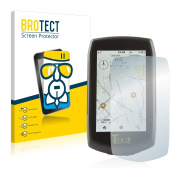 Parte frontal de un envase de producto con el logotipo de la marca BROTECT. Al lado se muestra el dispositivo A-Rival Teasi On