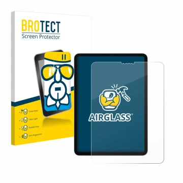 Parte frontal de un envase de producto con el logotipo de la marca BROTECT. Al lado se muestra el dispositivo Apple iPad Pro 1