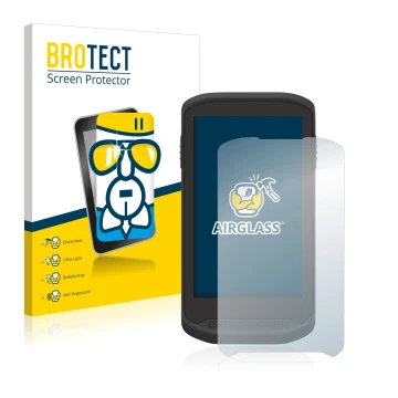 Parte frontal de un envase de producto con el logotipo de la marca BROTECT. Al lado se muestra el dispositivo Zebra TC20 Touch