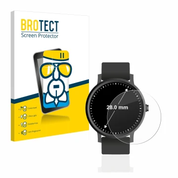 Parte frontal de un envase de producto con el logotipo de la marca BROTECT. Al lado se muestra el dispositivo Circular Display