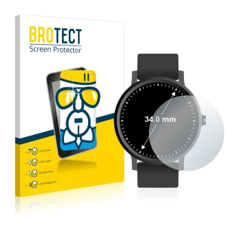 Parte frontal de un envase de producto con el logotipo de la marca BROTECT. Al lado se muestra el dispositivo Circular Display