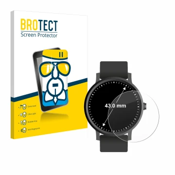 Parte frontal de un envase de producto con el logotipo de la marca BROTECT. Al lado se muestra el dispositivo Circular Display