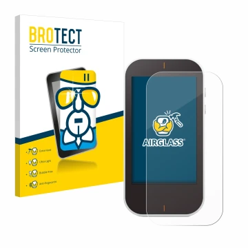 Parte frontal de un envase de producto con el logotipo de la marca BROTECT. Al lado se muestra el dispositivo Garmin Approach 