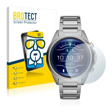 Parte frontal de un envase de producto con el logotipo de la marca BROTECT. Al lado se muestra el dispositivo Emporio Armani C