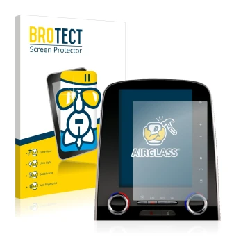 Parte frontal de un envase de producto con el logotipo de la marca BROTECT. Al lado se muestra el dispositivo Renault Espace R