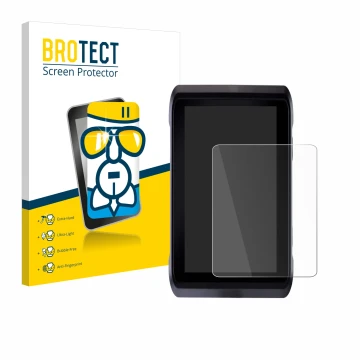 Parte frontal de un envase de producto con el logotipo de la marca BROTECT. Al lado se muestra el dispositivo Atomos Shogun 7 