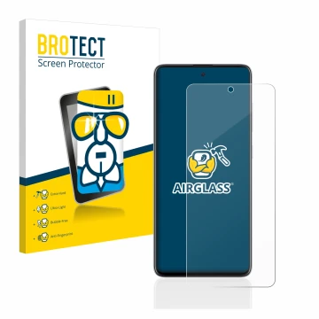 Parte frontal de un envase de producto con el logotipo de la marca BROTECT. Al lado se muestra el dispositivo Samsung Galaxy A