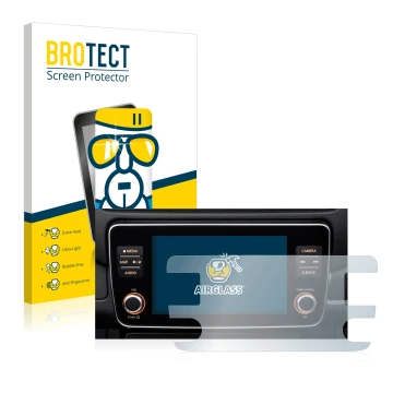 Parte frontal de un envase de producto con el logotipo de la marca BROTECT. Al lado se muestra el dispositivo Nissan Leaf E Pl