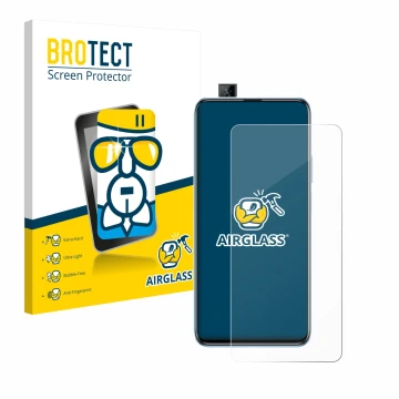 Parte frontal de un envase de producto con el logotipo de la marca BROTECT. Al lado se muestra el dispositivo Huawei P smart P