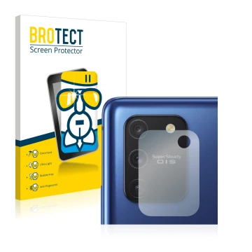 Parte frontal de un envase de producto con el logotipo de la marca BROTECT. Al lado se muestra el dispositivo Samsung Galaxy S