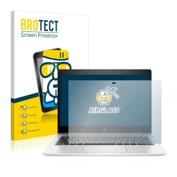 Parte frontal de un envase de producto con el logotipo de la marca BROTECT. Al lado se muestra el dispositivo HP EliteBook x36