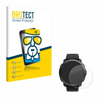 Parte frontal de un envase de producto con el logotipo de la marca BROTECT. Al lado se muestra el dispositivo Polar Grit X con