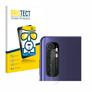 Parte frontal de un envase de producto con el logotipo de la marca BROTECT. Al lado se muestra el dispositivo Xiaomi Mi Note 1