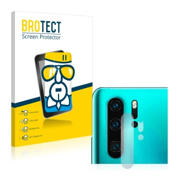 Parte frontal de un envase de producto con el logotipo de la marca BROTECT. Al lado se muestra el dispositivo Huawei P30 Pro N