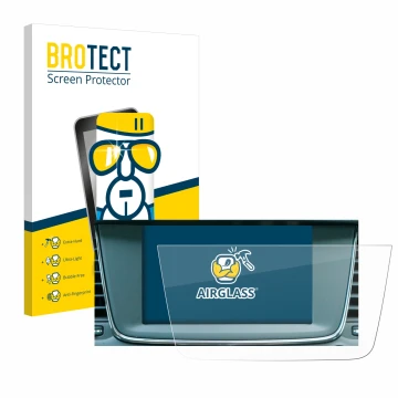 Parte frontal de un envase de producto con el logotipo de la marca BROTECT. Al lado se muestra el dispositivo Opel Grandland X