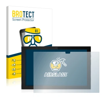 Parte frontal de un envase de producto con el logotipo de la marca BROTECT. Al lado se muestra el dispositivo Lenovo IdeaPad D