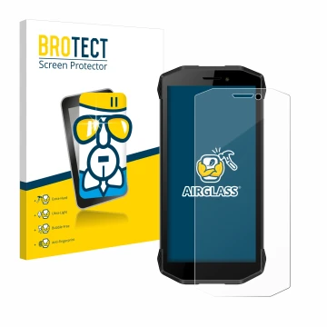 Parte frontal de un envase de producto con el logotipo de la marca BROTECT. Al lado se muestra el dispositivo Evolveo Strongph