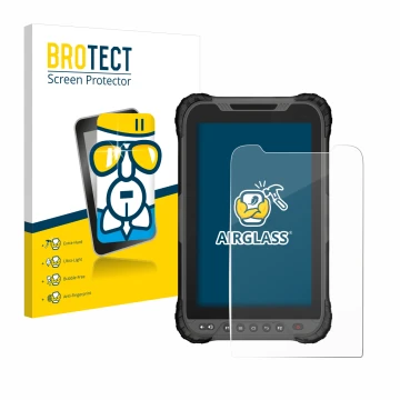 Parte frontal de un envase de producto con el logotipo de la marca BROTECT. Al lado se muestra el dispositivo GeoMax Zenius 80