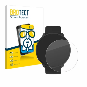 Parte frontal de un envase de producto con el logotipo de la marca BROTECT. Al lado se muestra el dispositivo Polar Unite con 