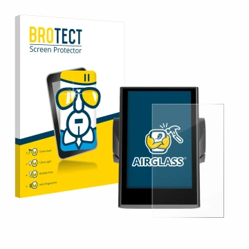 Parte frontal de un envase de producto con el logotipo de la marca BROTECT. Al lado se muestra el dispositivo Bafang DP C18 co