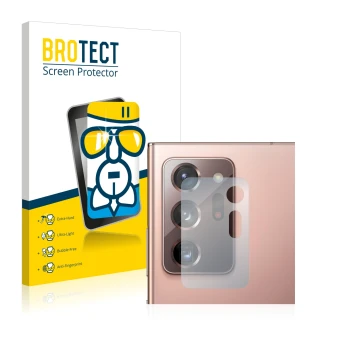 Parte frontal de un envase de producto con el logotipo de la marca BROTECT. Al lado se muestra el dispositivo Samsung Galaxy N