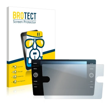 Parte frontal de un envase de producto con el logotipo de la marca BROTECT. Al lado se muestra el dispositivo Volkswagen Tigua