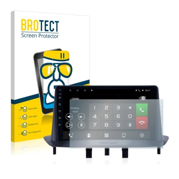 Parte frontal de un envase de producto con el logotipo de la marca BROTECT. Al lado se muestra el dispositivo Pioneer AVH-Z520