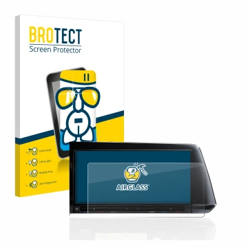 Parte frontal de un envase de producto con el logotipo de la marca BROTECT. Al lado se muestra el dispositivo Volkswagen Golf 