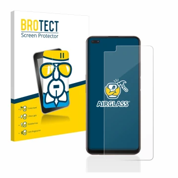 Parte frontal de un envase de producto con el logotipo de la marca BROTECT. Al lado se muestra el dispositivo Oppo Reno 4 Z 5G