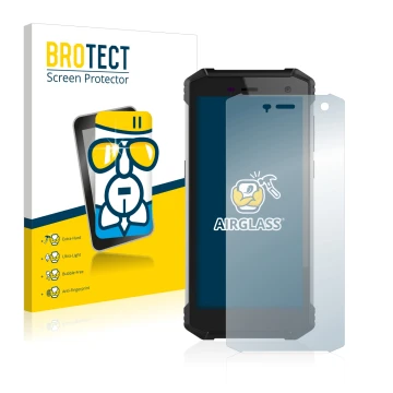 Parte frontal de un envase de producto con el logotipo de la marca BROTECT. Al lado se muestra el dispositivo Hammer Energy 2 