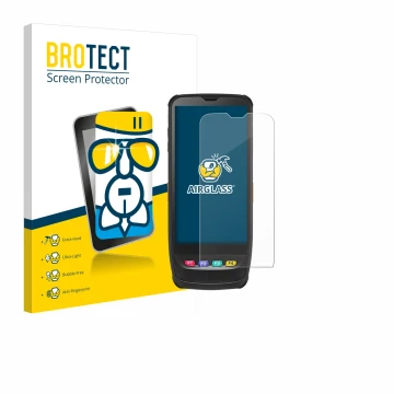 Parte frontal de un envase de producto con el logotipo de la marca BROTECT. Al lado se muestra el dispositivo Casio IT-G650 co