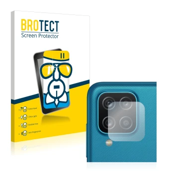 Parte frontal de un envase de producto con el logotipo de la marca BROTECT. Al lado se muestra el dispositivo Samsung Galaxy A