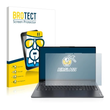 Parte frontal de un envase de producto con el logotipo de la marca BROTECT. Al lado se muestra el dispositivo Lenovo Yoga 7 Ge